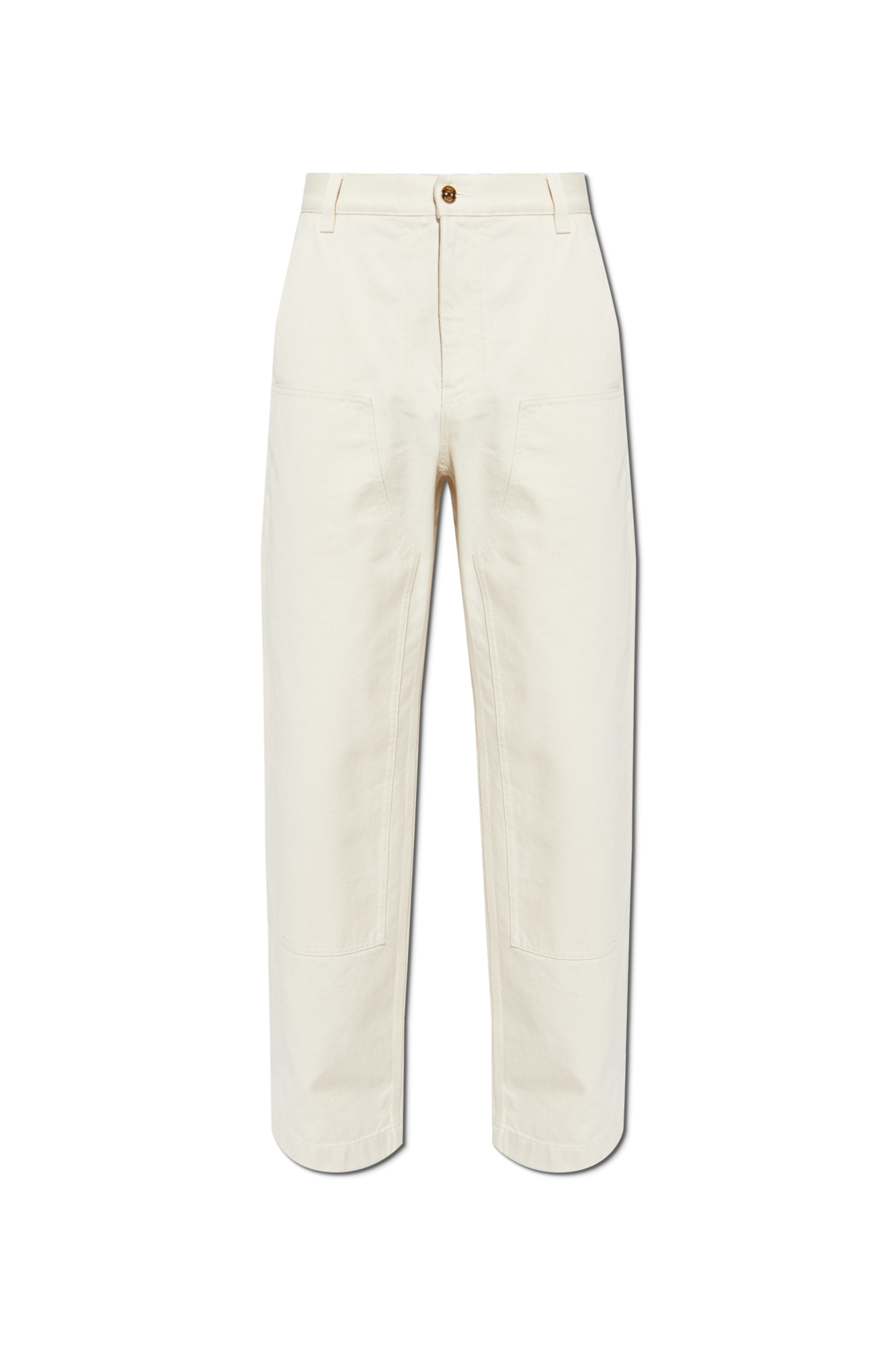 パンツ Versace Cut-Out Pants VERSACE BLACK LEATHER PANTS WITH FLORAL LASER CUTOUTS